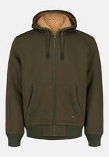 Fasox Men's Relaxed Full-Zip Hooded Jacket with Sherpa Lining color FERN