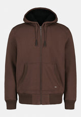 Fasox Men's Relaxed Full-Zip Hooded Jacket with Sherpa Lining color CHOCOLATE BROWN