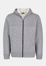 Walmick Men's Full-Zip Knit Hooded Jacket with Sherpa Lining color HEATHER GREY