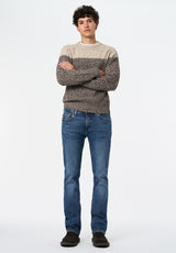 Wintor Men's Relaxed Colorblock Cable Knit Sweater color DUNE