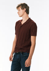 Wasko Men's Short Sleeve Sweater Shirt, Decadent Chocolate - BM24766