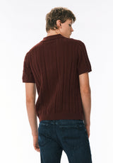 Wasko Men's Short Sleeve Sweater Shirt, Decadent Chocolate - BM24766