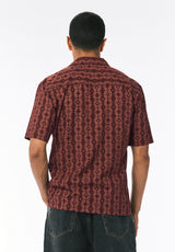 Sandro Men's Printed Short-Sleeve Camp Shirt, Decadent Chocolate - BM24768