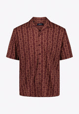 Sandro Men's Printed Short-Sleeve Camp Shirt, Decadent Chocolate - BM24768