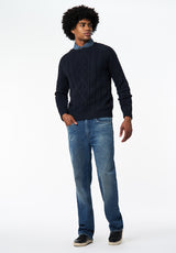 Walder Men's Relaxed Cable Knit Sweater color WHALE