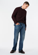 Walder Men's Relaxed Cable Knit Sweater color MAROON BANNER