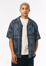 Buffalo David Bitton Sandro Men’s Printed Short Sleeve Camp Shirt COLOR Mirage