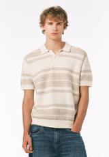 Buffalo David Bitton Wildero Men's Short Sleeve Sweater Polo COLOR Moonbeam