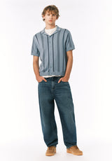 Buffalo David Bitton Waldir Men’s Short Sleeve Sweater Shirt COLOR Faded Denim