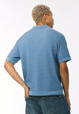 Buffalo David Bitton Waldir Men’s Short Sleeve Sweater Shirt COLOR Silver Lake Blue