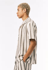 Buffalo David Bitton Soriel Men’s Short Sleeve Striped Shirt COLOR Milk