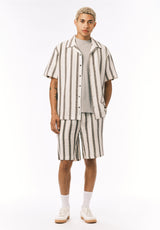Buffalo David Bitton Soriel Men’s Short Sleeve Striped Shirt COLOR Milk