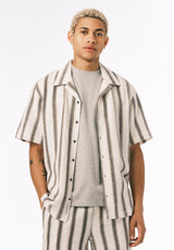 Buffalo David Bitton Soriel Men’s Short Sleeve Striped Shirt COLOR Milk