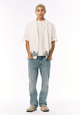 Buffalo David Bitton Sandro Men’s Short Sleeve Printed Camp Shirt COLOR Milk