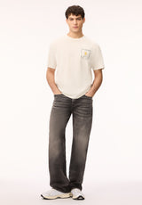 Buffalo Men T-Shirts White Knit Tees Short Sleeve Crew Neck Short Sleeve