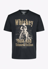 Tafo Men’s Graphic T-Shirt with Whiskey Cowboy Print, Black - BM24819