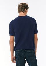 Wipped Men's Textured Knit Short-Sleeve Sweater Tee, Whale - BM24868