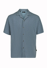 Buffalo David Bitton Koddy Men’s Textured Striped Short Sleeve Boxy Knit Shirt COLOR Faded Denim