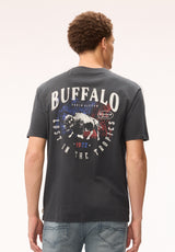 Buffalo Men T-Shirts Black Knit Tees Short Sleeve Buffalo Print