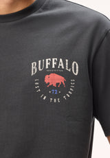 Buffalo Men T-Shirts Black Knit Tees Short Sleeve Buffalo Print