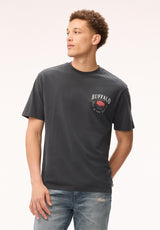 Buffalo Men T-Shirts Black Knit Tees Short Sleeve Buffalo Print