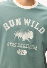 Buffalo David Bitton Tareo Men's Run Wild Graphic Tee, North Atlantic