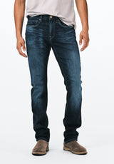 Slim Ash Men's Jeans, Contrast Whiskered Indigo - BM26024