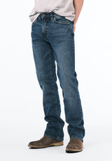 Slim Boot King Men's Jeans, Creased and Sanded Indigo - BM26033