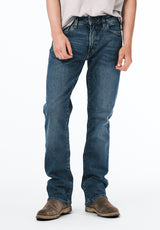 Slim Boot King Men's Jeans, Creased and Sanded Indigo - BM26033