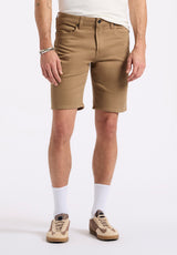 Buffalo David Bitton Relaxed Straight Dean Men's Freedom Flex Shorts Color DARK BEIGE