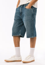 Buffalo David Bitton Mick Men's Wide Leg Denim Short COLOR Distressed Blue