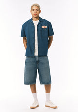 Buffalo David Bitton Mick Men's Wide Leg Denim Short COLOR Distressed Blue