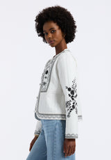 Buffalo David Bitton Ashleigh Women's Quilted Embroidered Button-Up Jacket Color EGRET