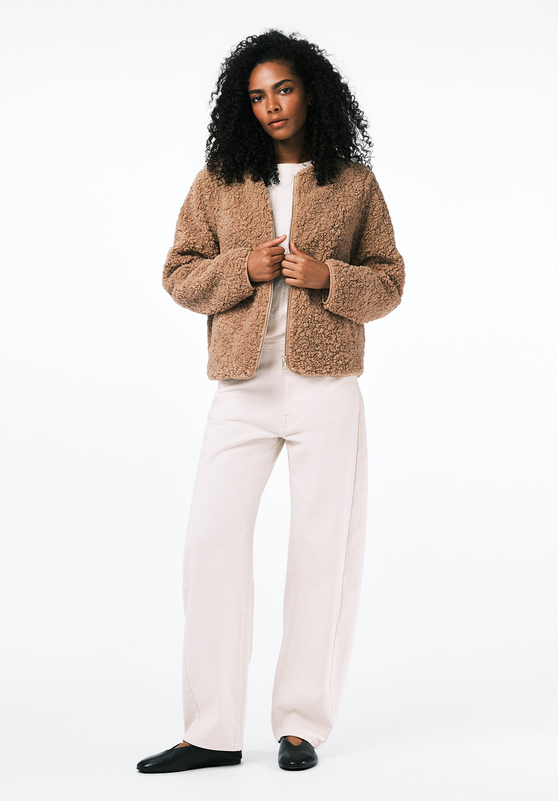 Gwynne Women's Plush Faux-Shearling Teddy Zip Jacket, BISCOTTI Gwynne Women's Plush Faux-Shearling Teddy Zip Jacket, BISCOTTI