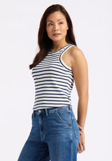 Buffalo David Bitton Regine Women's Ribbed Striped Tank Top Color SODALITE BLUE