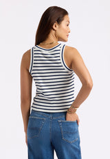 Buffalo David Bitton Regine Women's Ribbed Striped Tank Top Color SODALITE BLUE