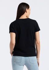 Buffalo David Bitton Moxie Women's Slub Knit V-Neck T-Shirt Color BLACK