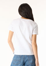 Buffalo Women T-Shirts White Knit Tees Short Sleeve