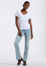 Buffalo David Bitton Moxie Women's Slub Knit V-Neck T-Shirt Color WHITE