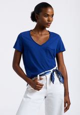 Moxie Women's Slub Knit V-Neck T-Shirt, Sodalite Blue - KT0179P