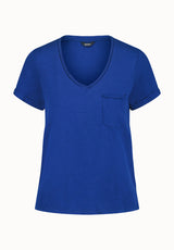 Moxie Women's Slub Knit V-Neck T-Shirt, Sodalite Blue - KT0179P