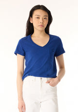 Moxie Women's Slub Knit V-Neck T-Shirt, Sodalite Blue - KT0179P