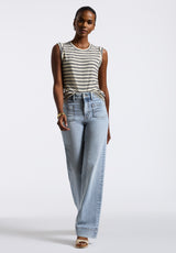 Buffalo David Bitton Elayne Women’s Striped Sleeveless Top Color MARSHMALLOW