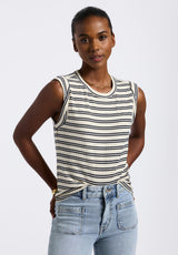 Buffalo David Bitton Elayne Women’s Striped Sleeveless Top Color MARSHMALLOW
