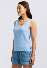 Buffalo David Bitton Thurryn Women's Textured Rib Knit Tank Top color PLACID BLUE