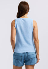 Buffalo David Bitton Thurryn Women's Textured Rib Knit Tank Top color PLACID BLUE