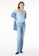 Buffalo Women Tanks Blue Knit Tanks Versatile Layering Tank Ribbed Knit Texture
