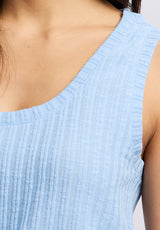 Buffalo David Bitton Thurryn Women's Textured Rib Knit Tank Top color PLACID BLUE