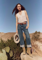 Buffalo David Bitton High Rise Wide Leg Cropped Addison Women's Jeans Color INDIGO