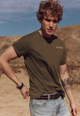 Buffalo David Bitton Toftlund Men's Graphic T-Shirt with Bull Skull Print Color FERN